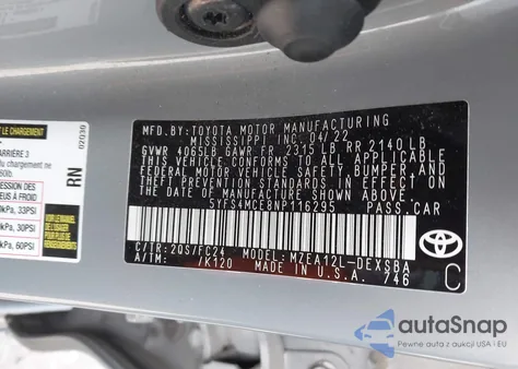 2022 Toyota Corolla Se Apex Edition from USA, damaged, VIN 5YFS4MCE8NP116295